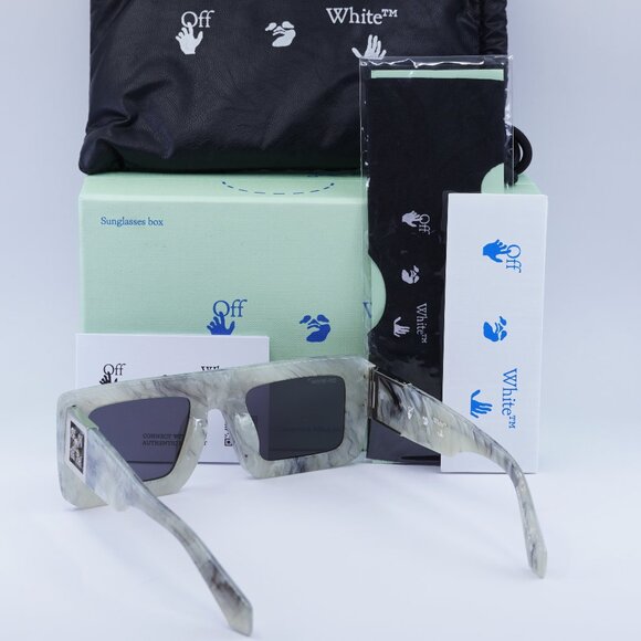 Off-White OERI060 AF LEONARDO 0807 Square Sunglasses – Marble/Dark Grey - Picture 7 of 12